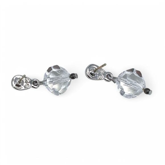 Swarovski Rhinestone Earrings Silver Tone Pave and Clear Crystal Bead Dangle - Picture 7 of 9